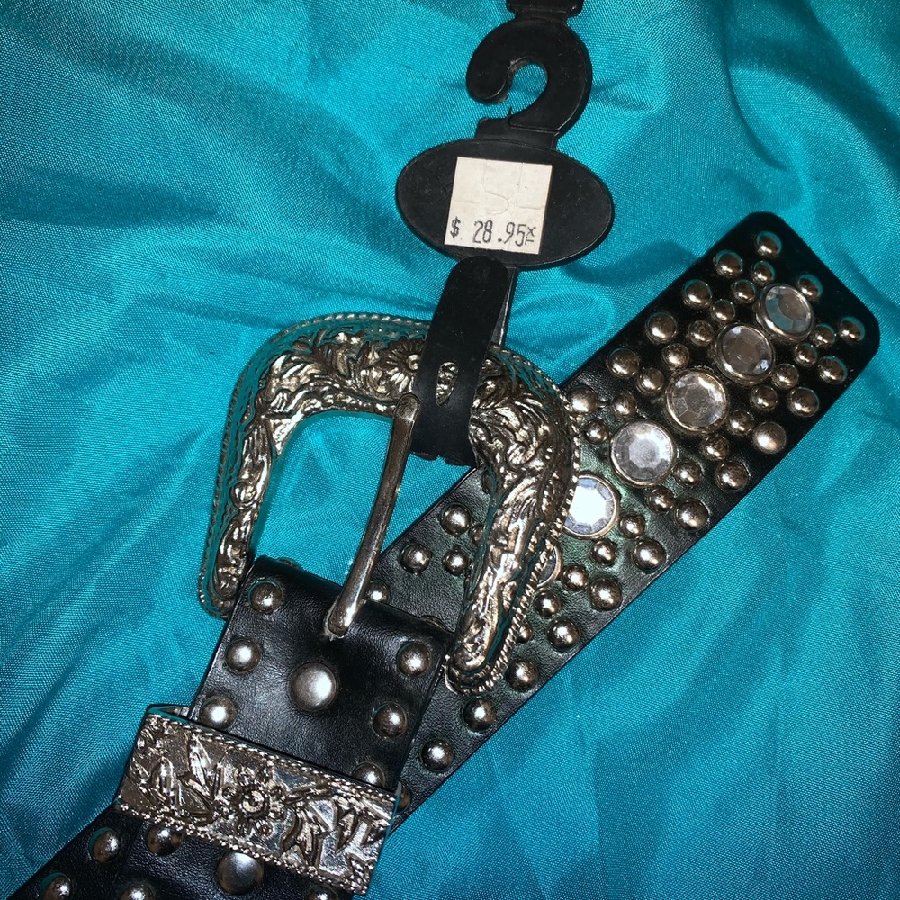 Black rhinestone belt L